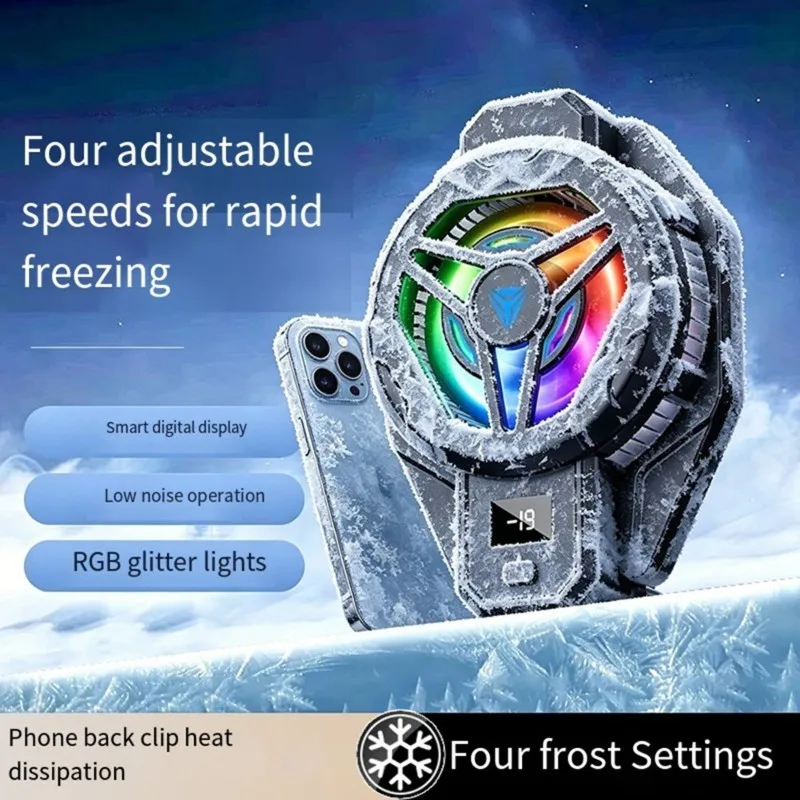 Efficient DY36 Semiconductor Phone Cooler With 4-Speed Smart Temp Temperature Control, Back Clip Radiator Featuring RGB Light