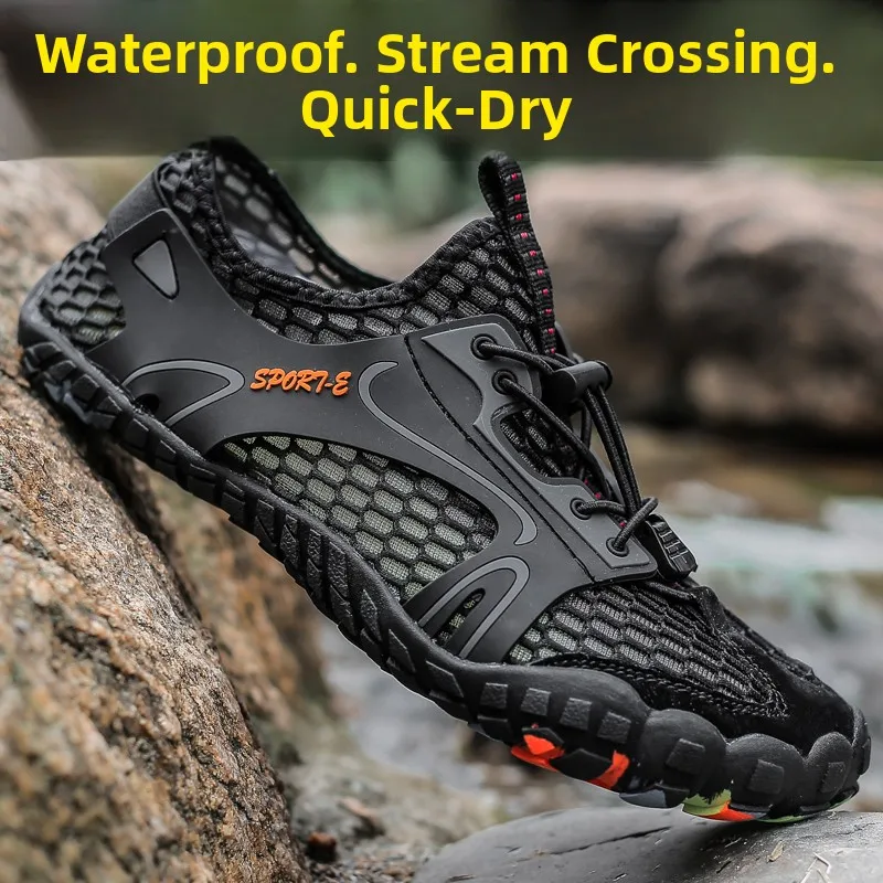 

Men's Summer Outdoor Sports Wading Shoes Quick Dry Large Size Anti-slip Beach Driving Cap Toe Hole Hole Men's Sandals