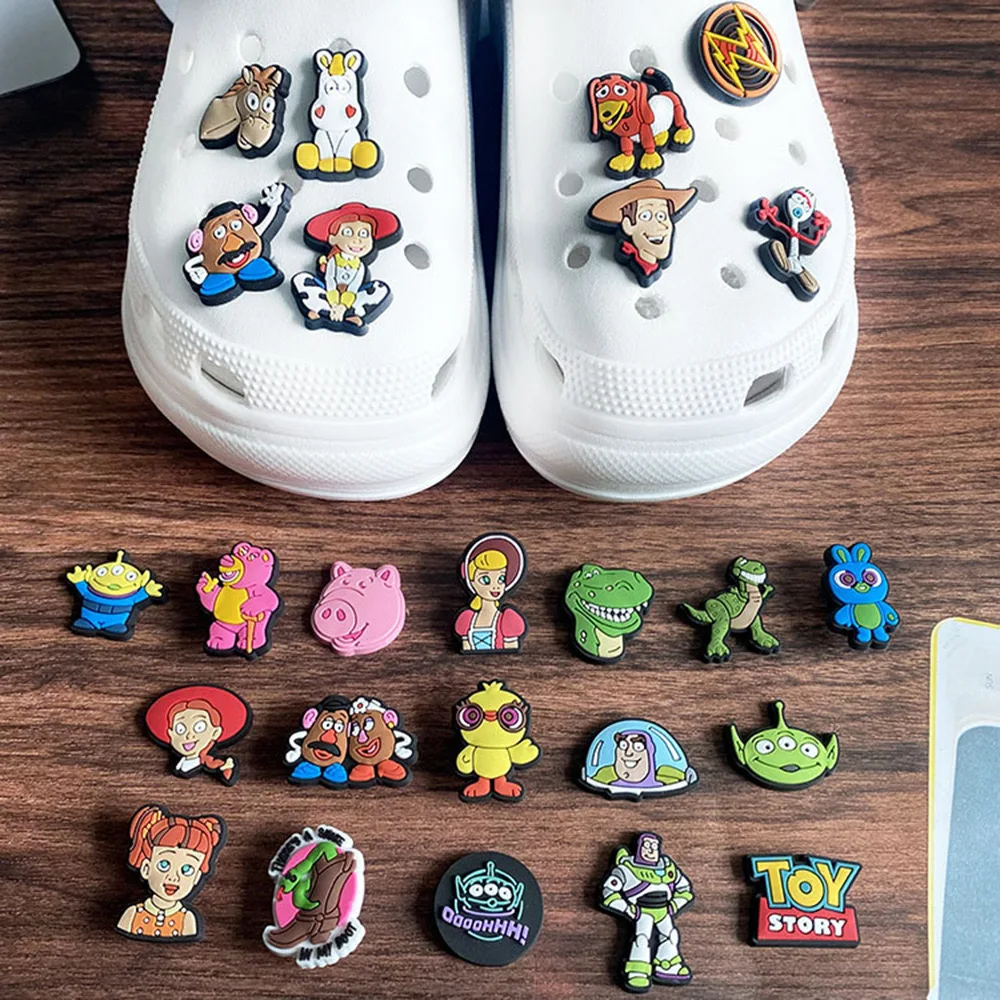 MINISO Disney Cute Toy Story Bear PVC Shoe Charms Cartoon DIY Shoes Accessories Decorate for Clog Sandals Girl Boy Kids Gifts