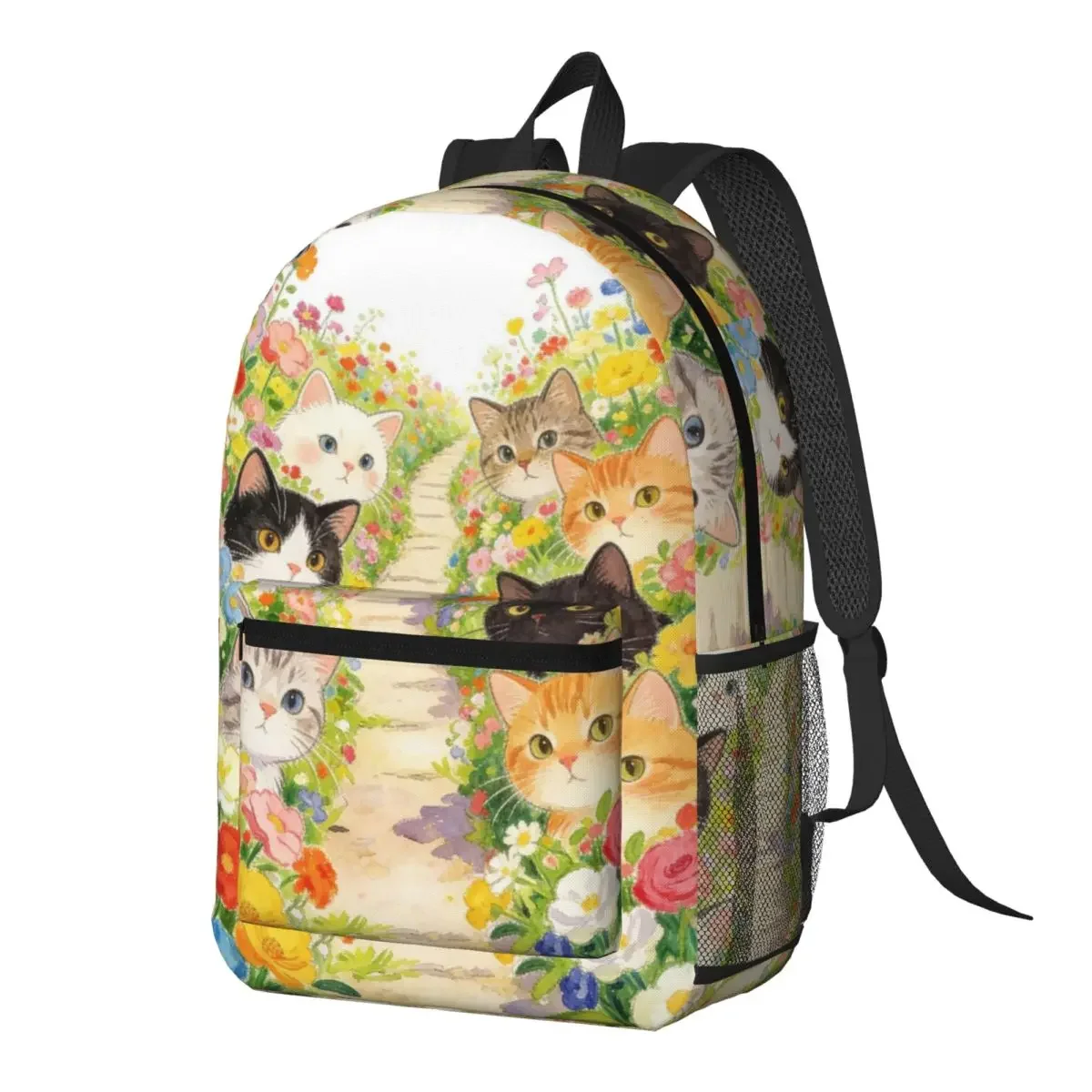 A Few Cats Among The Flower Garden Backpack Daypack Large Capacity Kids BookBag School Bag Shoulder Bags for Men Women