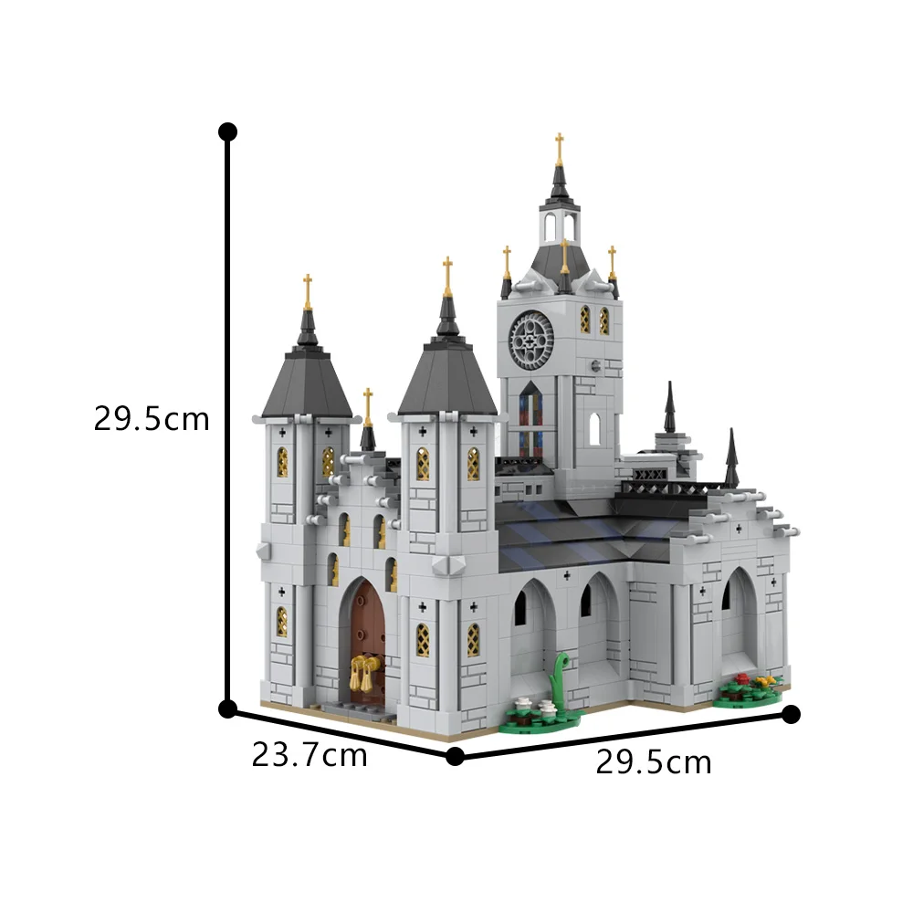 Gobricks MOC-modelo de iglesia Medieval, bloques de construcción, arquitectura de Castillo blanco clásico, ladrillos de montaje, juguete DIY, regalo para niños