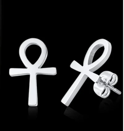 Houwu Stainless Steel Ankh Stud Earrings for Women Girls Africa Egypt Nile Key Traditional Ancient Egypt Ethnic