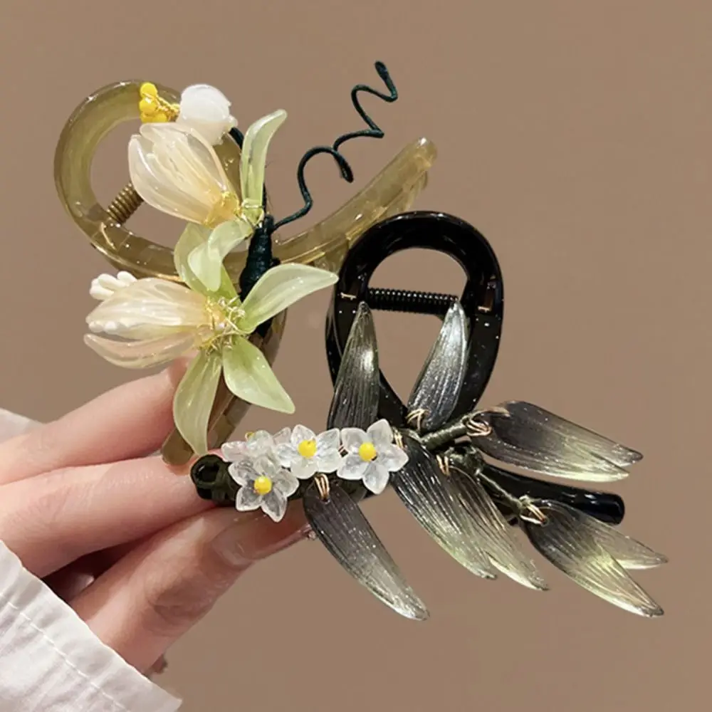 Flower Hanfu Hair Crab Clip Acrylic Hair Catches Chinese Style Hair Catches Hair Accessories Ponytail Holder Ancient Hair Claw