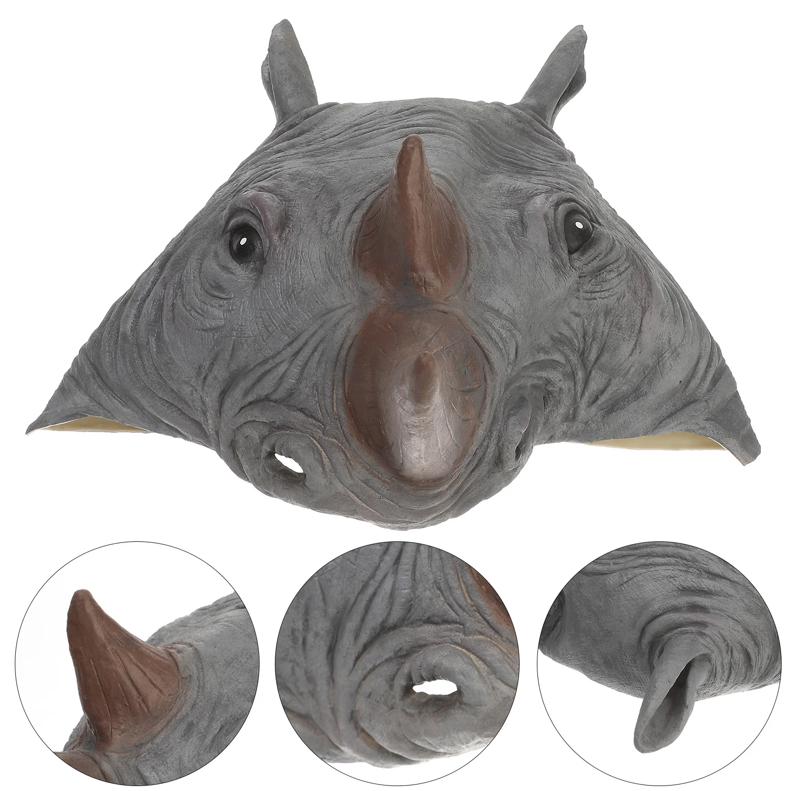 Maschera per la testa di animale in lattice spaventoso rinoceronte cosplay costume di Halloween leggero abbigliamento da festa puntello per foto per adulti bambini trucco