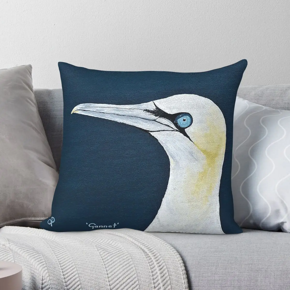 Gannet The Seabird Collection Square Pillowcase Polyester Linen Velvet Printed Zip Decor Pillow Case Sofa Seater Cushion Cover