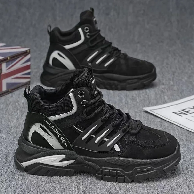 الرجال عالية أعلى أحذية رياضية خريف 2025 جديد عالية أعلى حذاء من الجلد حذاء كاجوال مريح في الهواء الطلق احذية الجري عالية الجودة Zapatillas