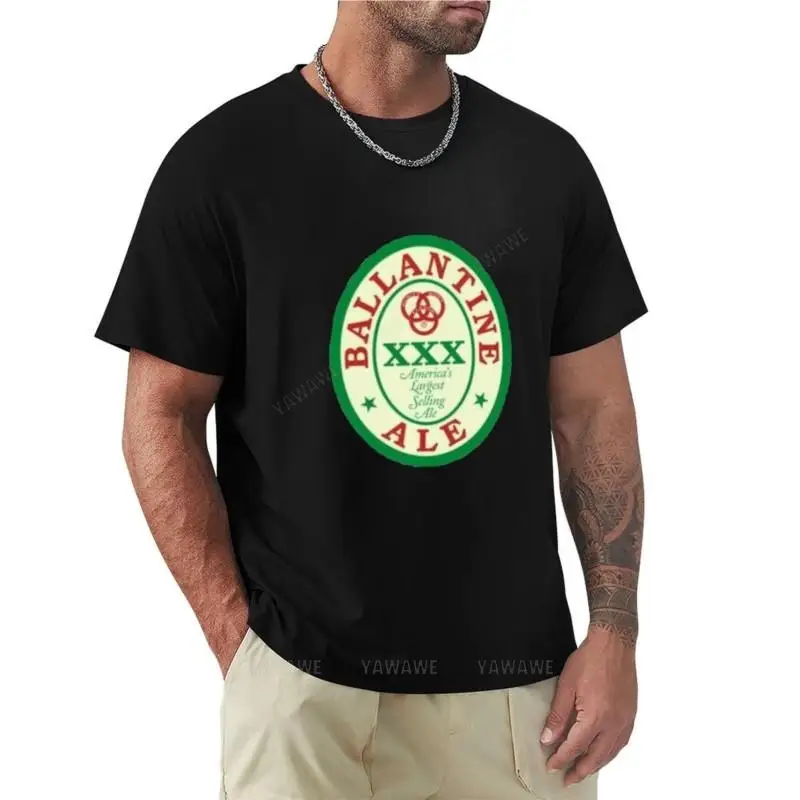 Camiseta con logotipo de cerveza ballantina para hombre, camisetas en blanco, camiseta de diseñador, Camiseta de algodón negro para hombre