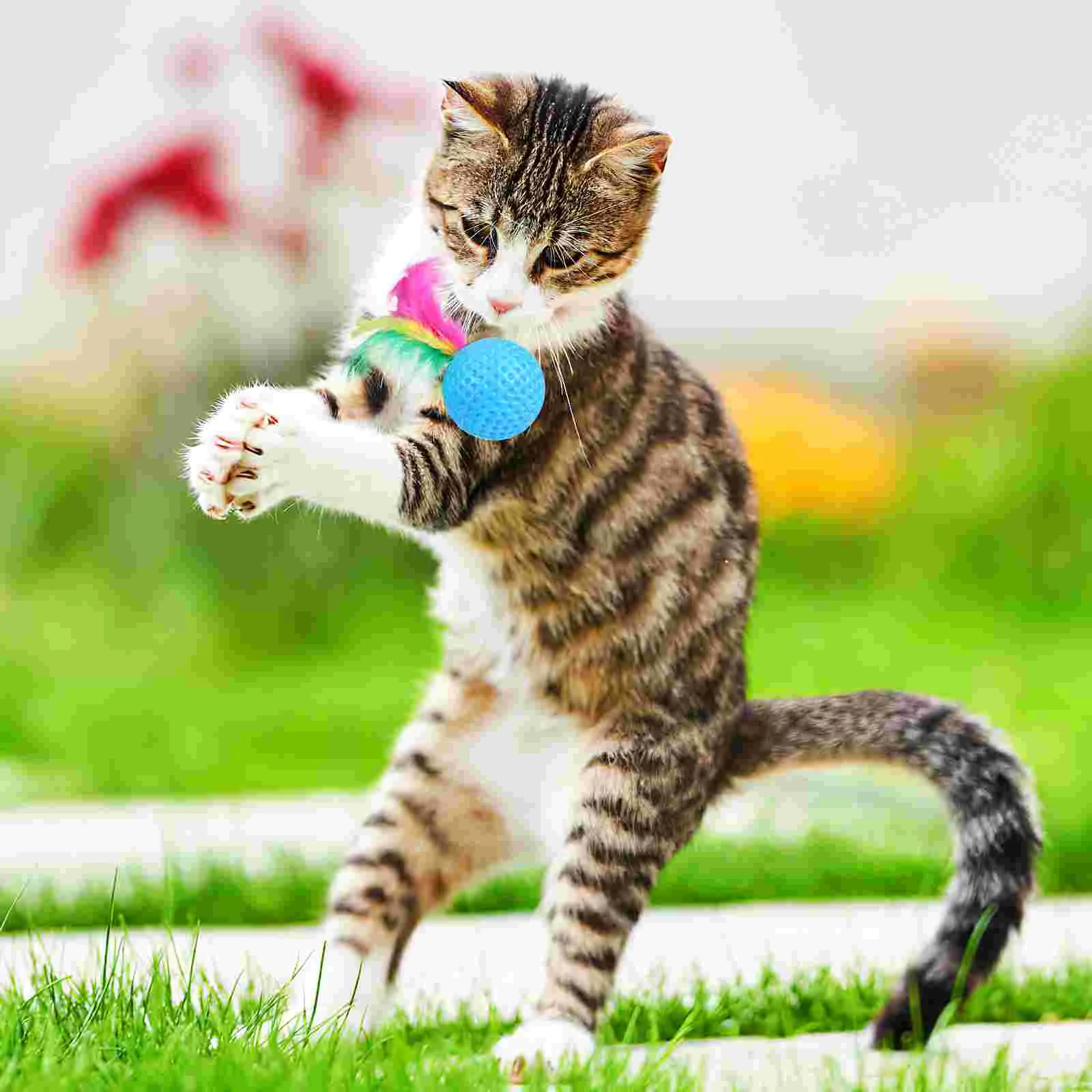 24 Pcs Badminton Cat Toy Balls Kitten Interactive Scratching Post Toys Strengthen Relationship Keep Cats Healthy Active