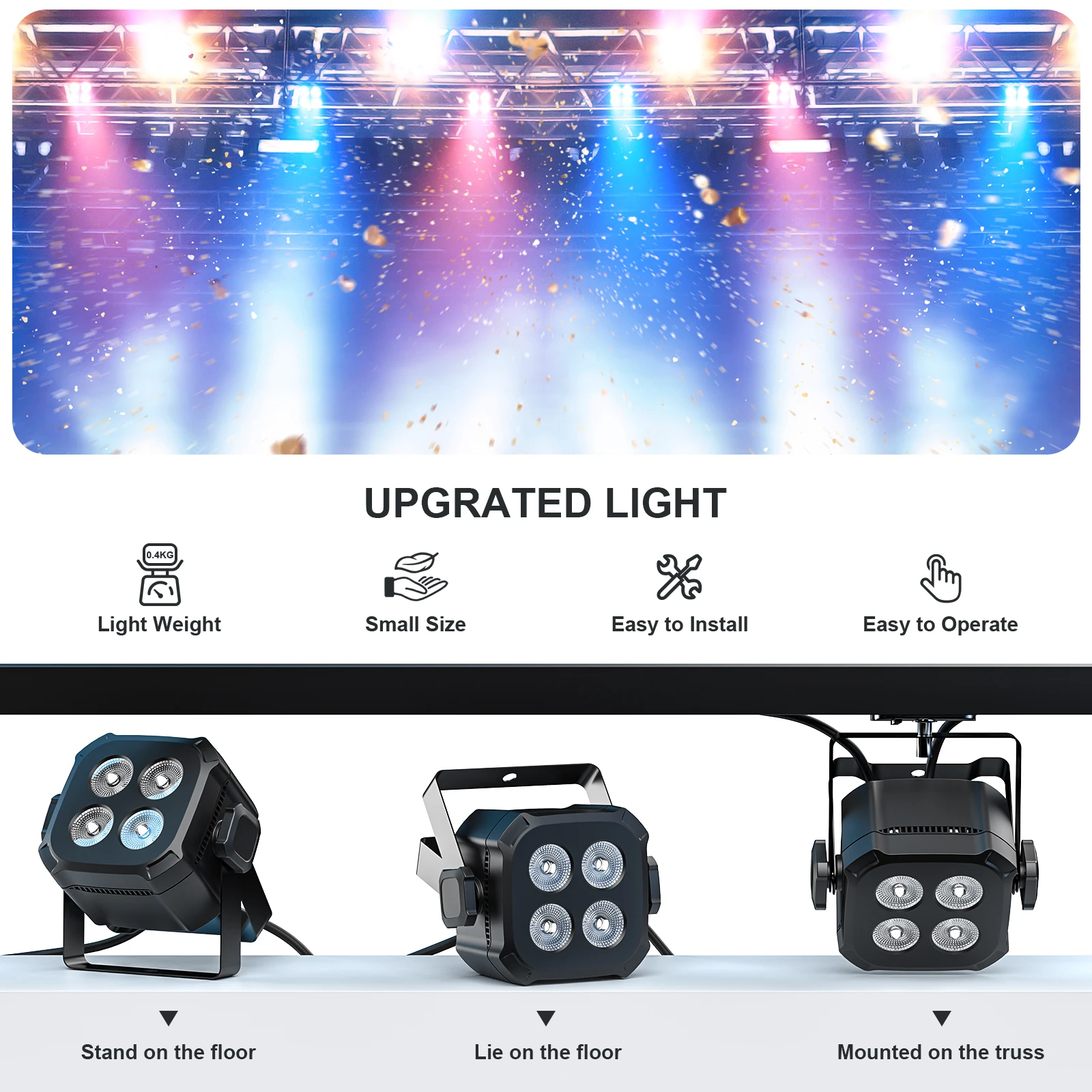 Yiflamefly 4Pcs 30W Par Lights 4x8W LED RGBWYP+CYAN DJ Light Remote & DMX Controlled Stage Light For Wedding Party Club Disco