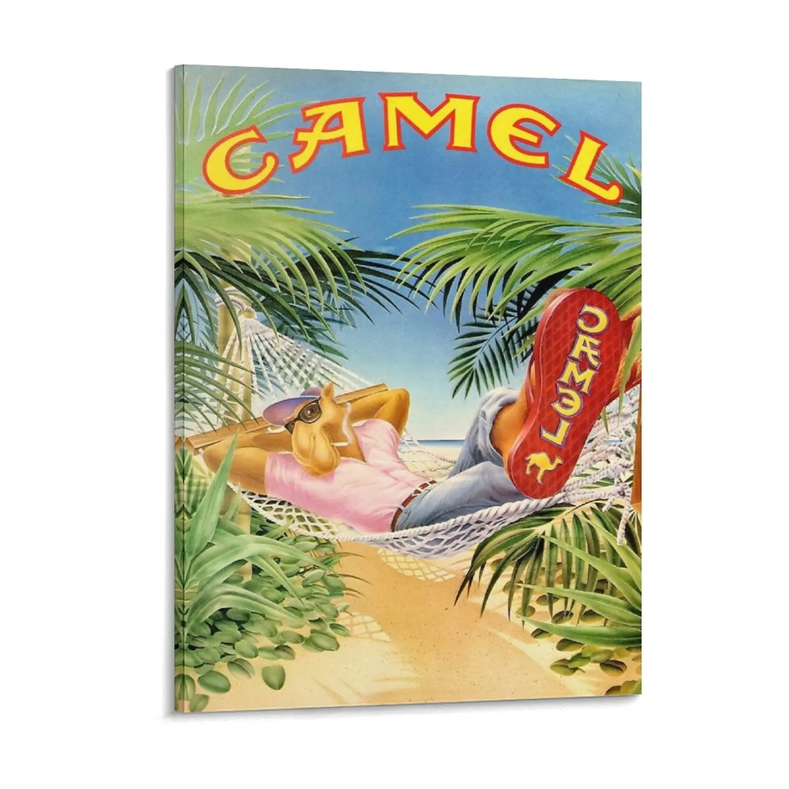 Vintage Joe Camel Roulette Ad Canvas Painting Party Club Classic Pub Wall Cave Character Joe Camel Framed Wall Painting
