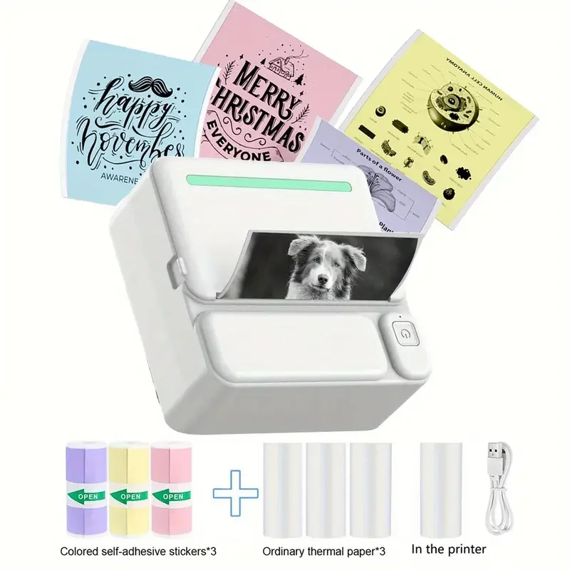 Printer Mini, Printer Label Printer Foto Mini Nirkabel, Printer Termal Untuk Pencetakan Label, Hadiah Natal Thanksgiving