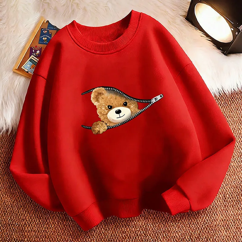 Cute Fashion Bear Funny Hoodie Kids Children's Pullover Sweatshirt Hoody for Boys Girls Casual Hoodies Hip Hop Clothes