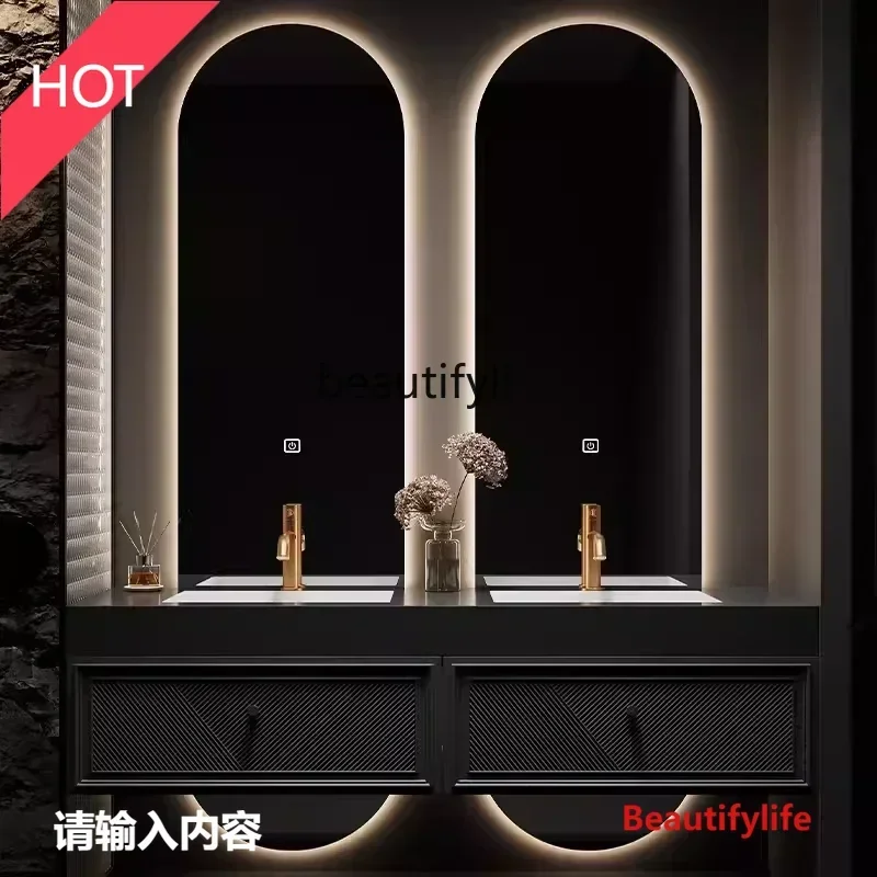 

cn8617 ss Double Basin Bathroom Cabinet Combination Affordable Luxury Style Stone Plate Bathroom Washstand Bathroom Washb