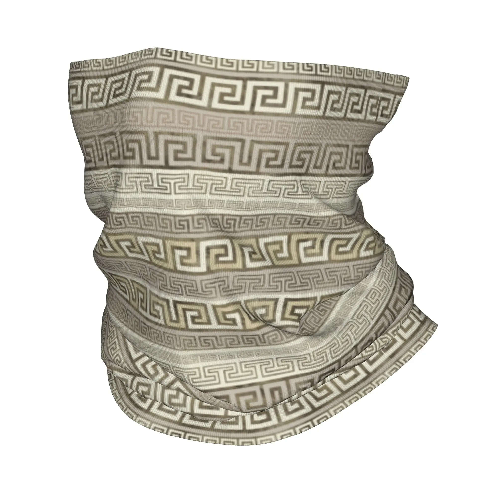 

Custom Greek Meander Pattern Winter Headband Neck Warmer Men Hiking Camping Tube Scarf Greek Key Ornament Face Bandana Gaiter