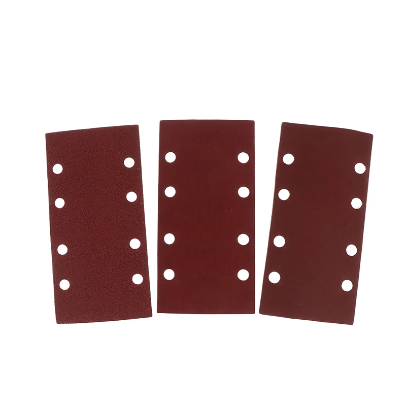10pcs 8-Hole Rectangular Premium Flocked Sandpaper Sheets Self-Adhesive 185X93mm - Assorted Grits For Air Grinders