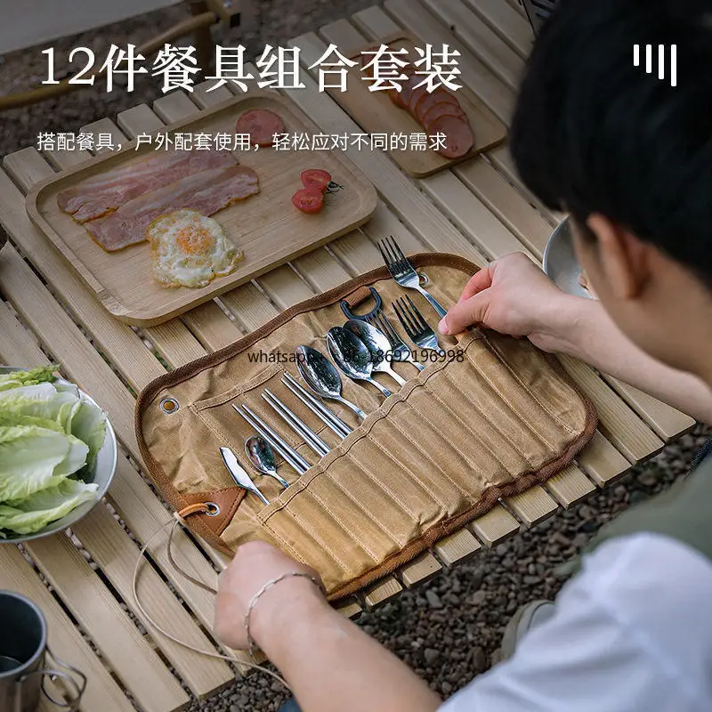 Outdoor Tableware Portable Chopsticks Set Storage Bag Knife and Fork Chopsticks Picnic Camping Picnic Supplies Tableware Bag