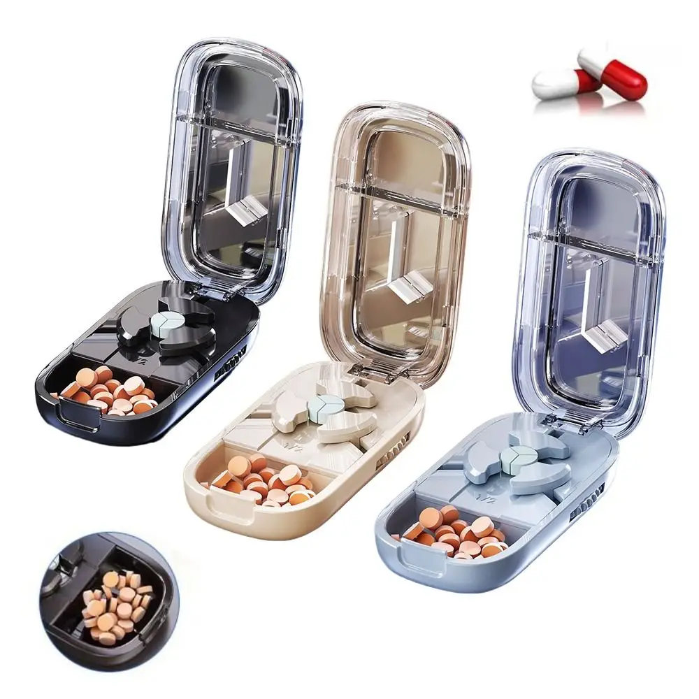 

Drug Tablet Three Part Pill Cutter Dustproof Divider Organizer Pill Cutter Storage Box Medicine Divider for Small or Large Pills