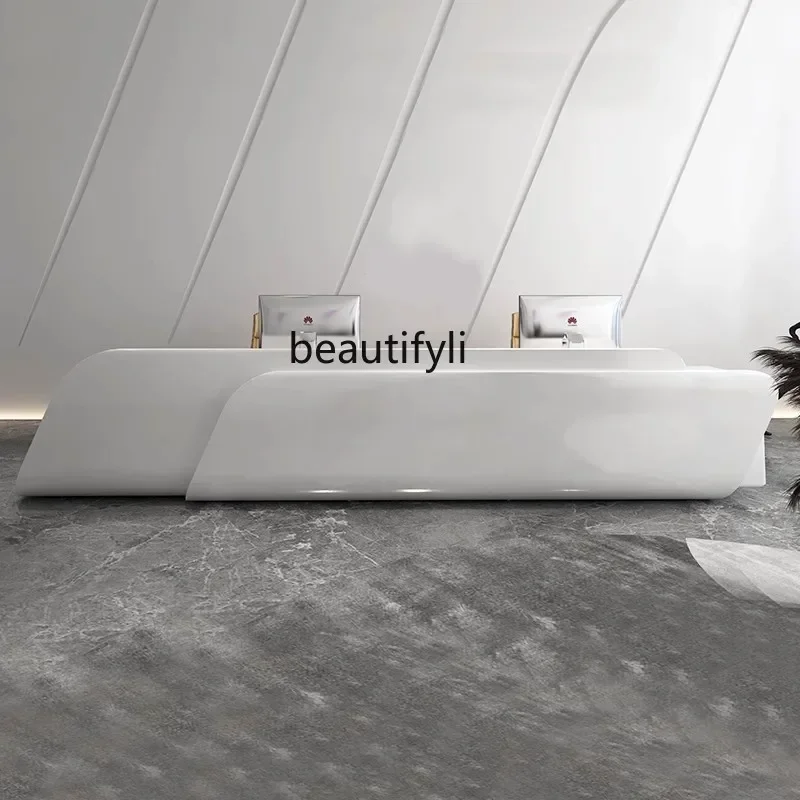 

yj7 Company paint front desk reception desk simple modern front desk commercial bar checkout page beauty salon counter