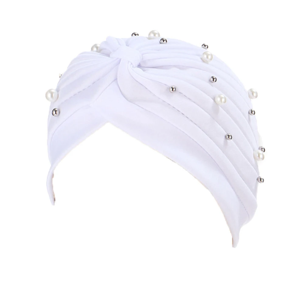 

Pearls Beaded Women Turban Hat Muslim Hijab Bonnet Indian Cap Head Wrap Casual Chemo Cancer Cap Muslim Twist Hat Head Scarf