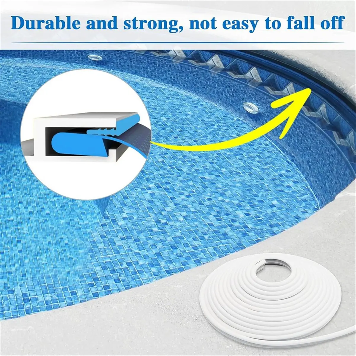 T22C 120ft Liner Lock Inground Swimming Pool Beaded Wedge TShape Lock Roll, Pool Liner Patch Kit for Above Ground Pool