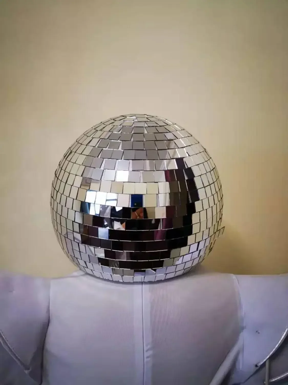 Disco Gold Mirror Ball Helmet Silver Mask Cosplay Show DJ Nightclub Musical Festival Dance Party Stage Performance