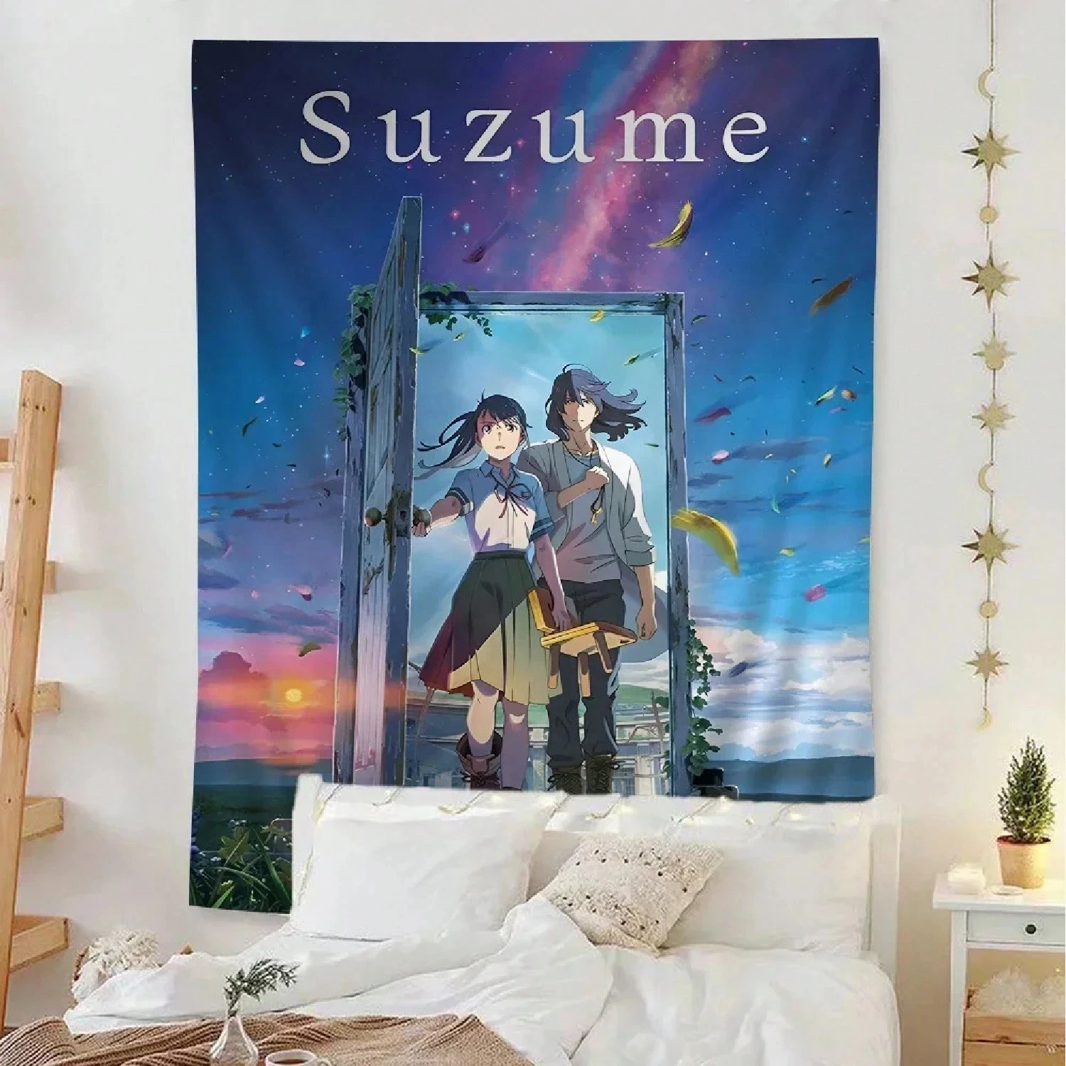 Suzume no Tojimari Wandteppich – Makoto Shinkai Anime-Film-Wandbehang, perfekt für Schlafzimmerdekoration und Fans des Fantasy-Films
