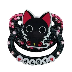 2024 New Style DDLG Adult Pacifier Lovely Big Size Silicone Adult Pacifier Adult Paci  Black Cat For abdl For Girl