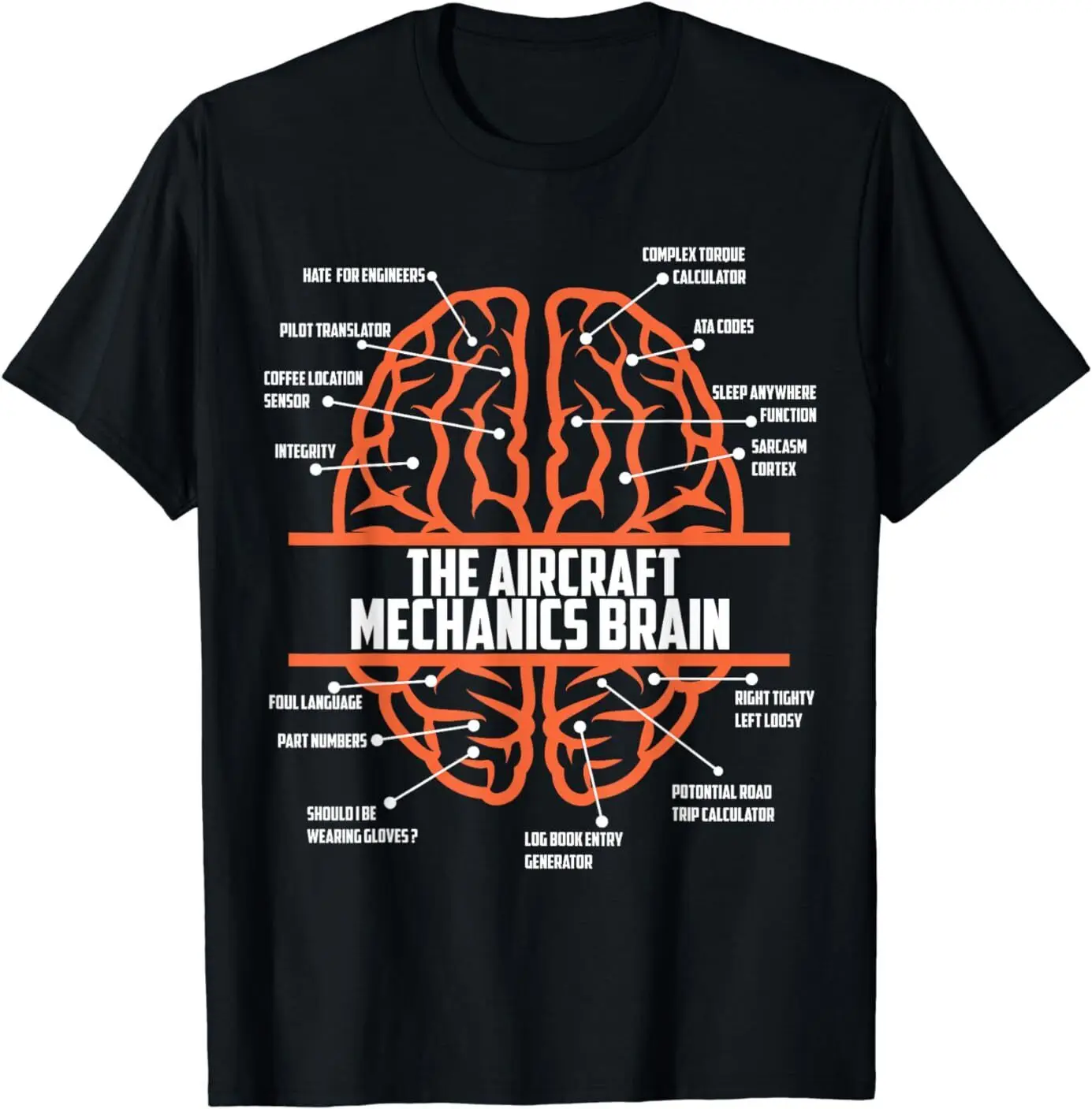 NEW Funny Airplane Maintenance, The Air Mechanics Brain Tee T-Shirt S-3XL