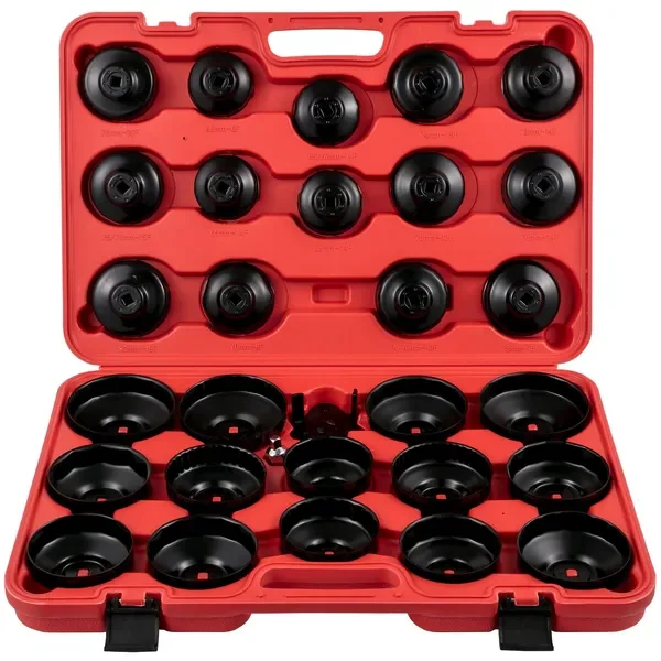 

VEVOR Oil Filter Socket Set, 30 Pcs Oil Filter Wrench Set, Sturdy Steel Oil Filter Socket, 3/8' Socket, Low Profile