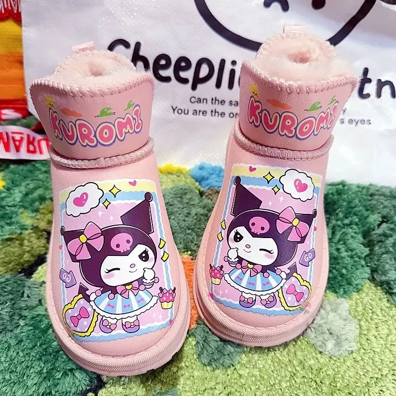 Autumn Winter Cinnamoroll Kuromi Anime Kawaii Sanrio Ins Children Snow Boots Cute Cartoon Kuromi Waterproof Cotton Boots Gifts