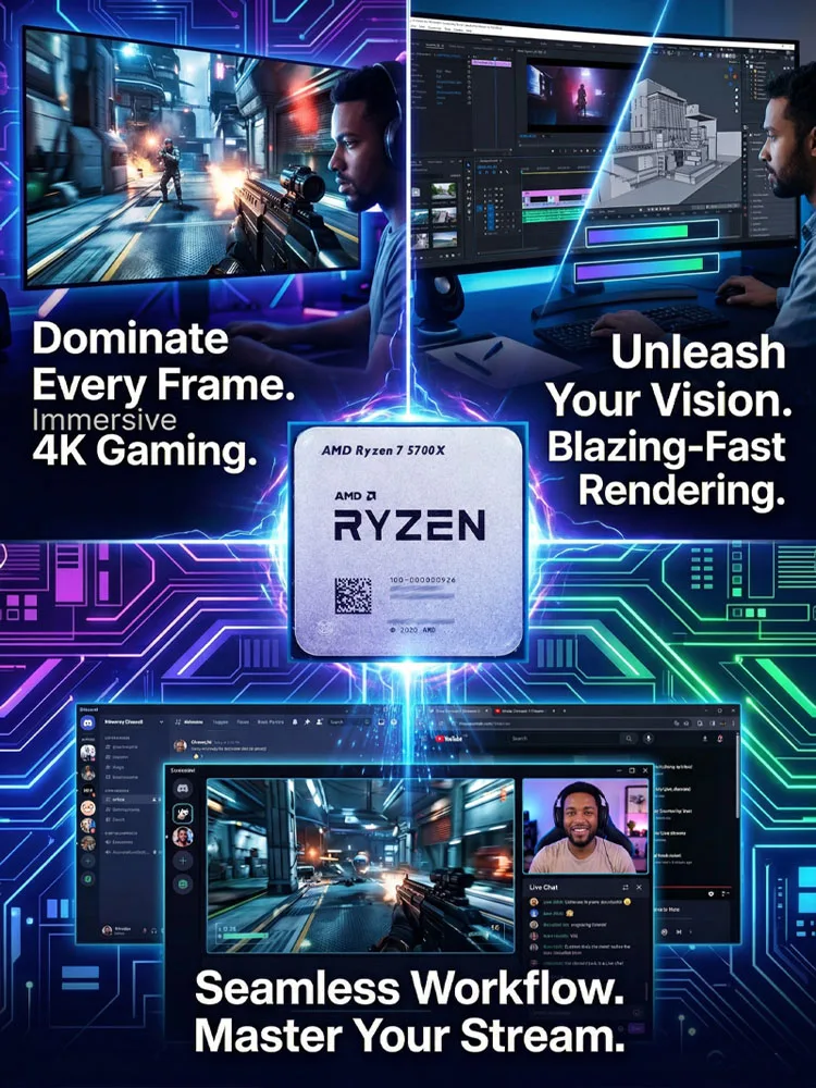 AMD Ryzen 7 5700X , AMD R7 5700X New 8C/16T 65W 7NM L3=32M 100