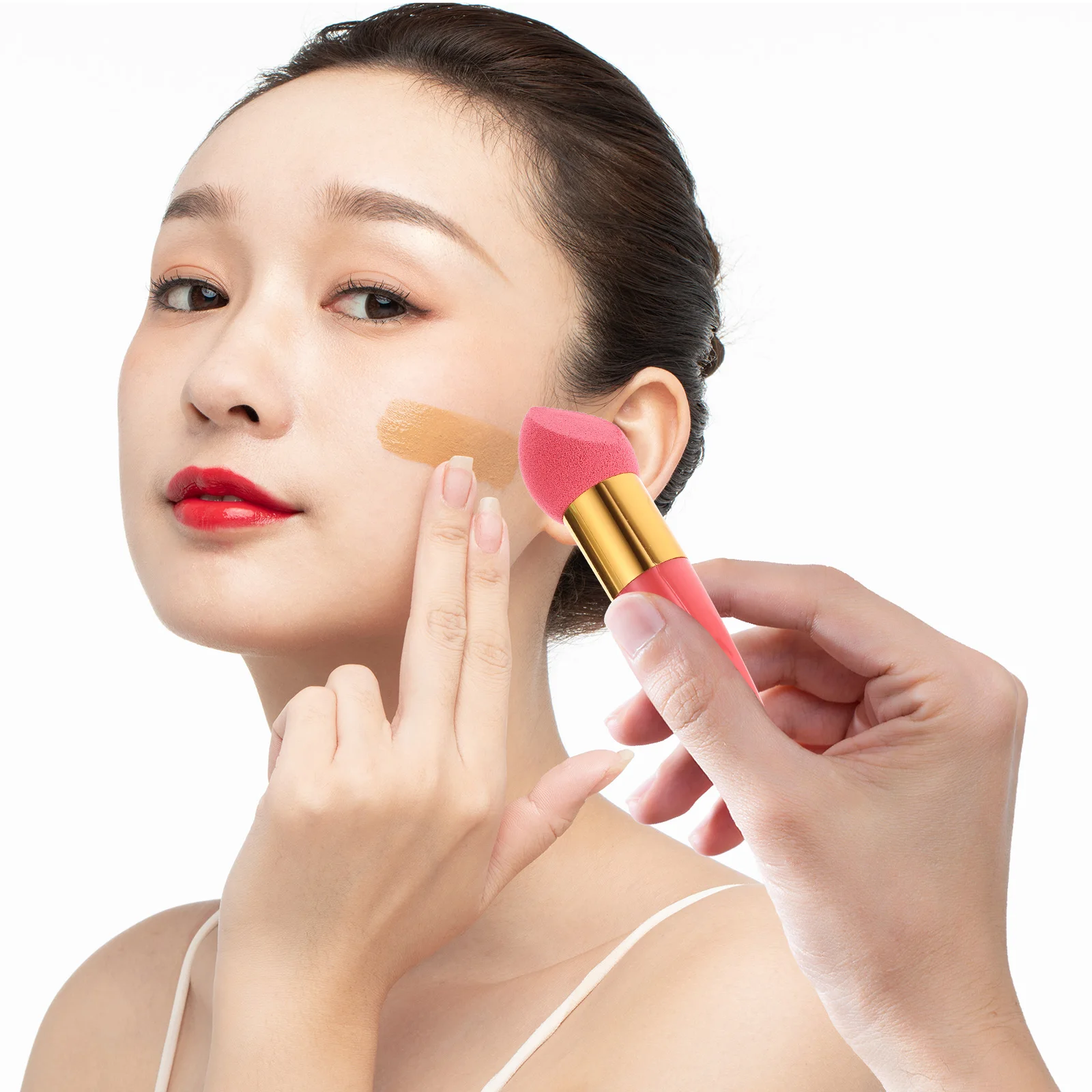 

Handle Mushroom Head Makeup Sponge Premium Silicone Foundation Cream Corrector Puff for Women Easy Clean Liquid