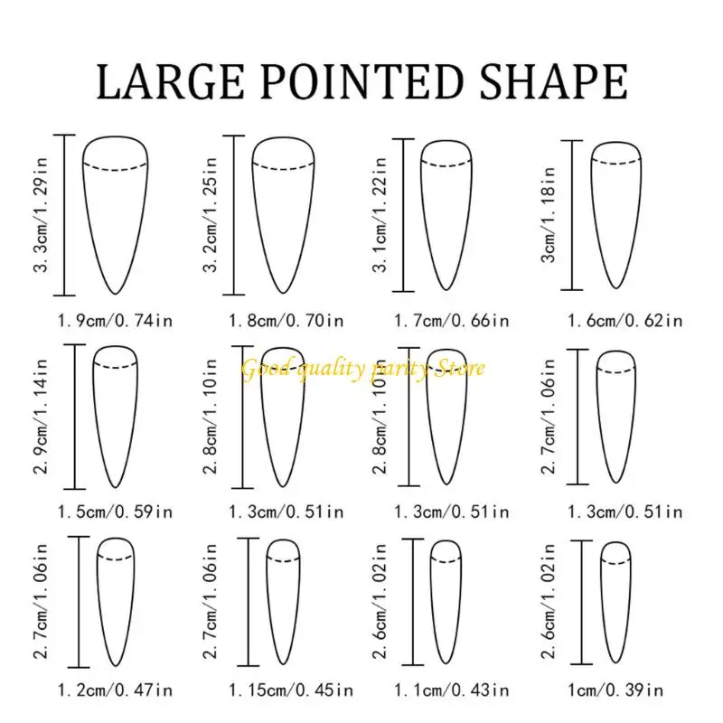 M4YA 24PCS lấp lánh làm móng tay trên đầu móng tay dài hình bầu dục