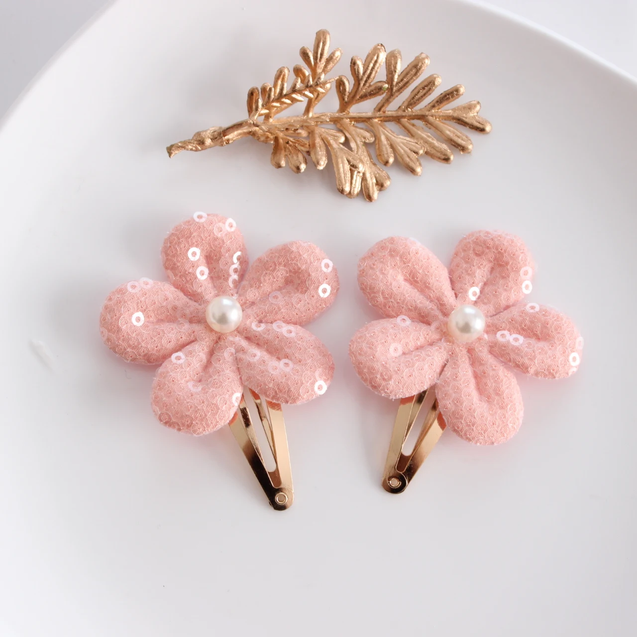 Cute Baby Clips Kids Girls Sequins Flower Pin BB Hair Headwear 2 PCS