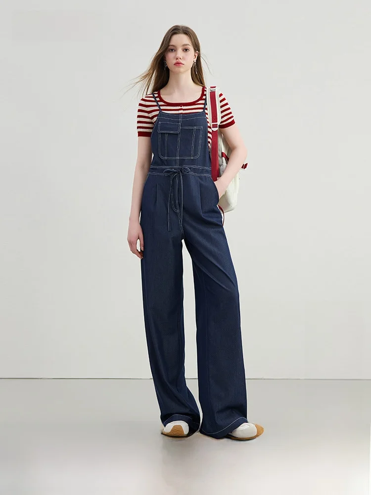 

Loose Women's Denim Overalls KBNE k Blue Summer New Faion Casual Pants High Waist Straight Leg Comfortable Lazy Trousers