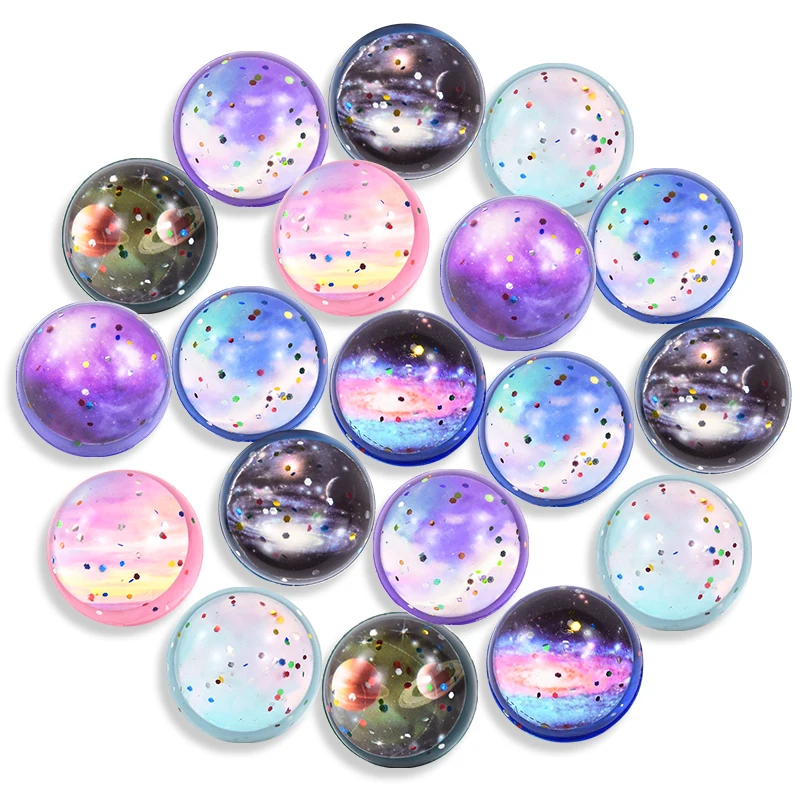 10/20 Stück 32 mm Weltraumthema Glitzer Hüpfball Spielzeug Kindergeburtstag Gastgeschenke Klassenzimmerpreise Goodie Filler Pinata Gastgeschenk – Detail 4