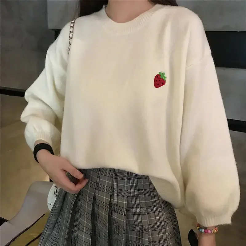  Embroidery Candy Color Sweater Women New Clothes Loose Winter Autumn Pullover Sweaters Korean Style Female Streetwear