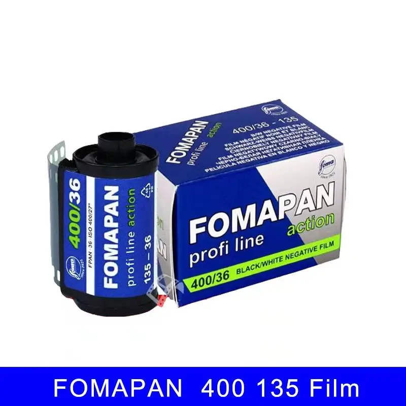 Film noir et blanc Fomapan 400 Action 135 (35 mm) en stock, 36 expositions, film analogique vintage pour appareils photo 135.