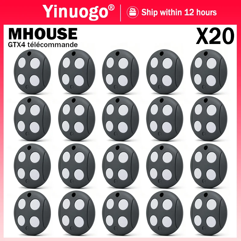 Nouvelle télécommande Mhouse GTX4 TX3 TX4 GTX4C 433,92 MHz pour garage/portail, compatible avec les télécommandes de portail MOO