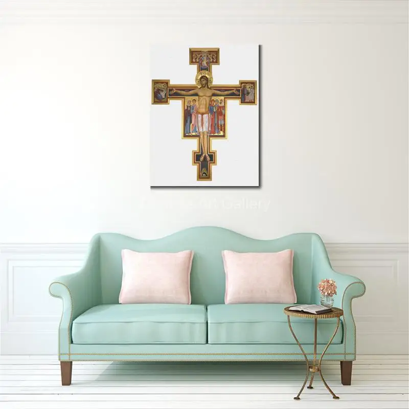 Catholic Crucifixion of Christ Greek Orthodox Icon Canvas Print HD Byzantine Art Large Religious Wall Decor for Home Altar Gift