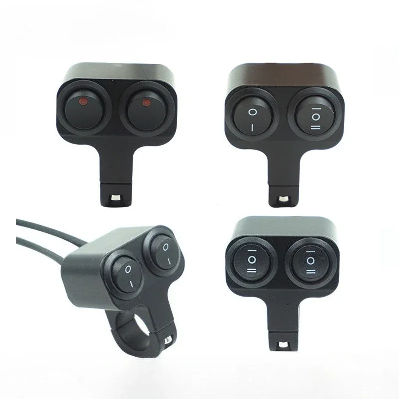 1PC Aluminum Alloy 12V Motorcycle Handlebar Control Switch Dual Button Control Headlight Flasher Speaker Switch 2 Choice