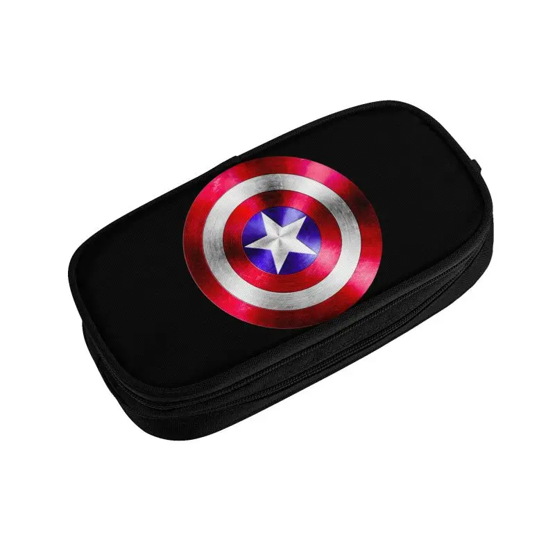 Imagem -03 - Capas de Lápis Capitão América para Meninas e Meninos Super-herói Escudo Grande Capacidade Bolsa de Caneta Papelaria Bonito Personalizado