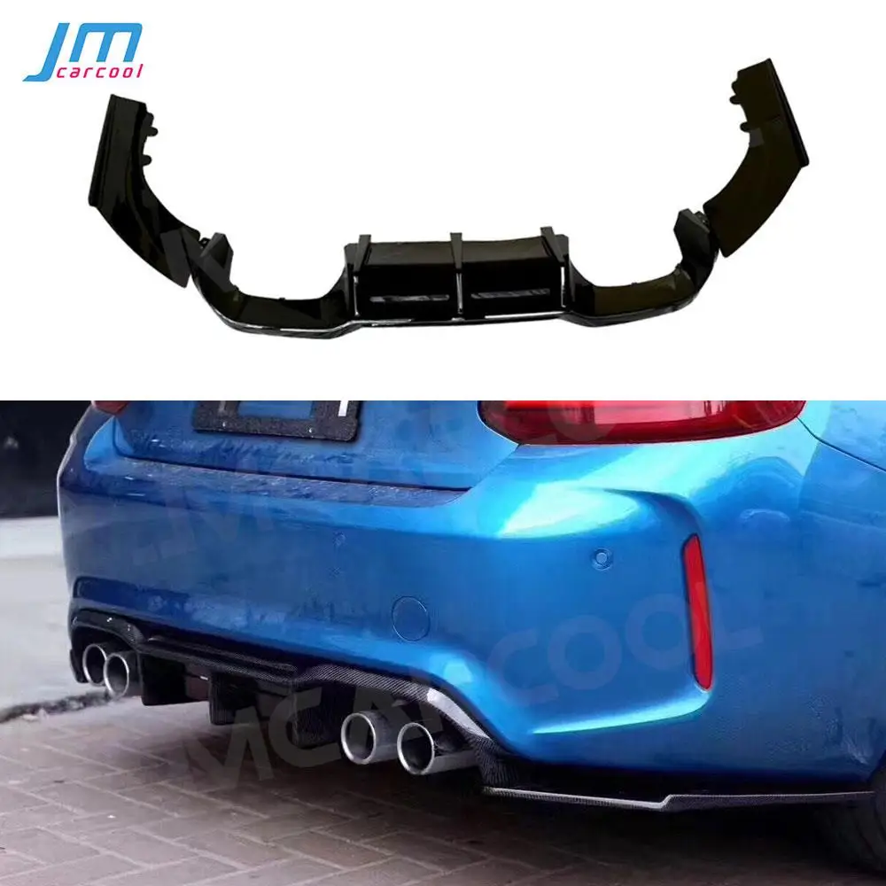 Gloss Black Rear Bumper Lip Diffuser  Spoiler for BMW 2 Series F87 M2 M2C Competition M Style 2016-2020 ABS Carbon