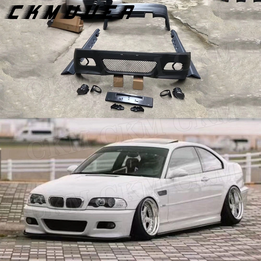 

CKMUUER Высококачественный полипропиленовый неокрашенный спойлер на передний бампер, задний бампер, боковые юбки, фартуки для BMW E46 M3, стильные комплекты кузова