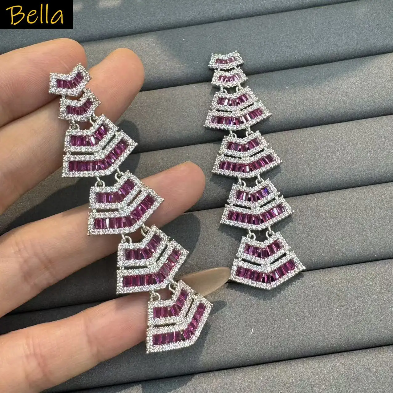 white zirconia earrings for women wedding dinner party performance luxury earrings long pendant anniversary gift