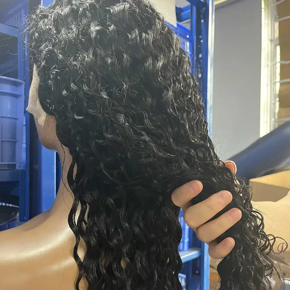 250% vorgeschnittene Loose Deep Wave Frontal Perücken 7x5 13x4, kleberlose Echthaarperücke, sofort tragbar, 13x4 13x6 Water Curly HD Lace Front Perücken, vorgezupft, 30-36 Zoll, unbehandelte Echthaarperücken für Frauen, gebleichte Knoten, im Angebot. – Detail 5