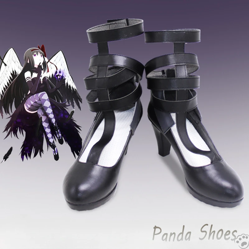 

Akemi Homura Cosplay Shoes Anime Puella Magi Madoka Magica Cos Black Boots Akemi Homura Cosplay Costume Prop Shoes for Halloween