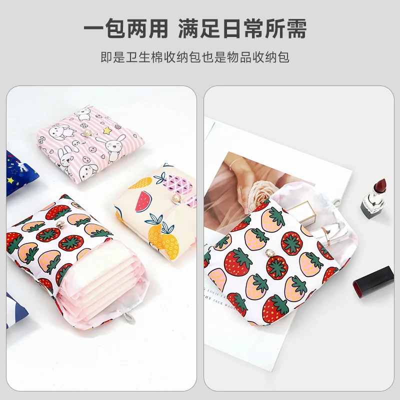 Cute Large Capacity Sanitary Napkin Storage Bags Cartoon Rabbit Bear Girls Physiological Period Tampon Organiser Bag Mini Bag