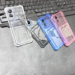 A17 A17K A38 4G Cover Clear Card Slots Holer Soft TPU Case Cover For Oppo A78 A18 A58 A98 A60 A79 Shockproof Wallet Phone Coque