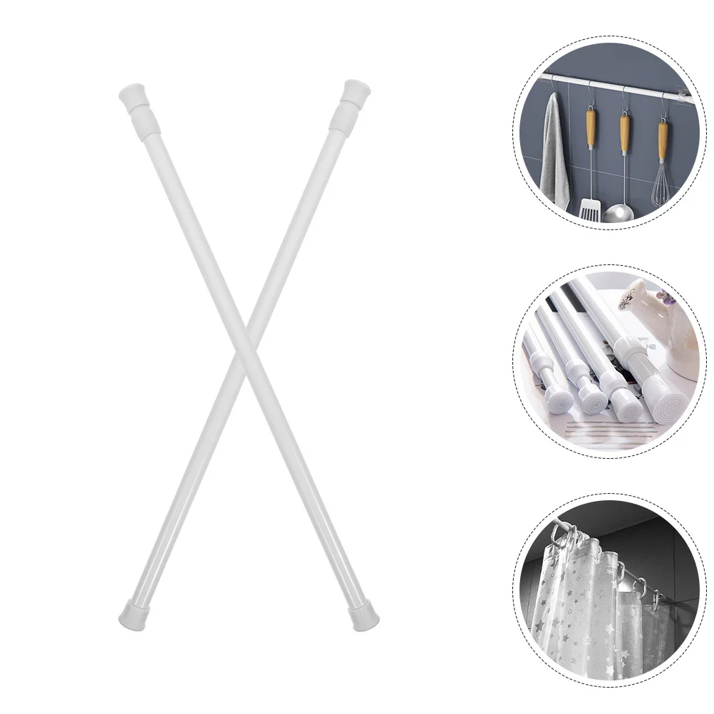 

2Pcs Telescopic Rod Multipurpose Adjustable Curtain Rods Heavy Duty Tension Rod Door Curtain Pole Clothes Drying